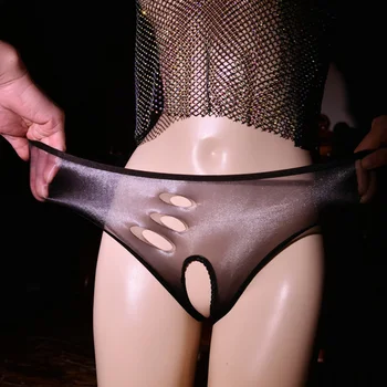 Жените ултра-тънък лед коприна слипове безшевни прозрачни еротични отворени чатала гладка бельо плътен цвят женски мода меки гащи
