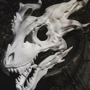 Cool симулация Драконова кост Маска за шапки Латекс Подвижна животинска страшна косплей маска Челюстна маска Динозавър Хелоуин подпори парти M R7U7