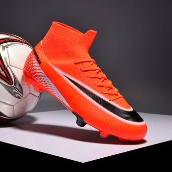Висококачествени футболни обувки Мъжки висококачествени спортни обувки Cleats трева тренировъчен мач Дълги шипове Професионални унисекс футболни обувки