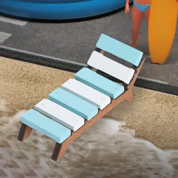 Миниатюрен плажен стол Преструвайте се на игра Направи си сам занаяти Куклена къща Шезлонг за миниатюрна сцена Фея градина сцена плаж декорация