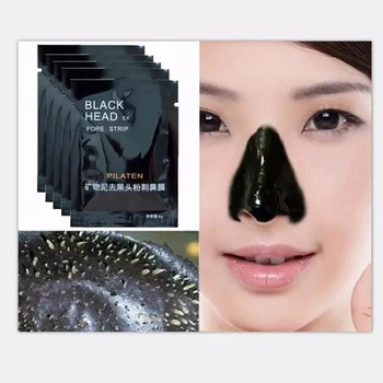 5pcs / партида Facial Black Mask Грижа за лицето Акне Акне Blackhead Remover Минерали за почистване на порите Маска Черна лента за глава Maquiagem