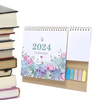 2024 Календарно бюро Малък офис календар Хартия Настолни календари Английски Таблица Декор Дневен украшение Planner