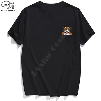 T Тениска Fashion Brand летен джоб смешно куче отпечатани тениска мъже за жени ризи Хип-хоп върховете черен памук тениски капка shipp