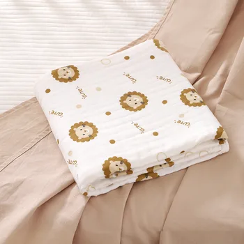 Памучни тетра памучни муселинови одеяла за бебета Животински печат за новородени неща Дрямка хвърлят кърпа баня сладък одеяло легла