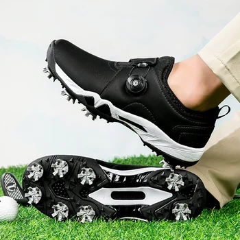 Професионални шипове голф обувка за унисекс черно Whie спортни обувки мъже високо качество кожа голф обучение жени дизайнерски маратонки