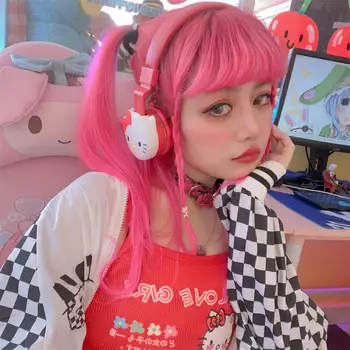 Аниме Hello Kitty Cut Bluetooth слушалки безжични слушалки карикатура стерео слушалки с микрофон Y2k мода Hottie подаръци
