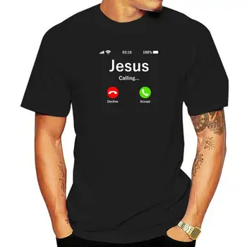 Унисекс памук Исус се обажда християнин смешно Христос Бог телефон смешно лято мъжки новост тениска Harajuku Streetwear жени Tee