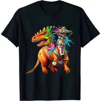 Еднорог езда T-Rex динозавър за деца момчета момичета мъже жени тениска