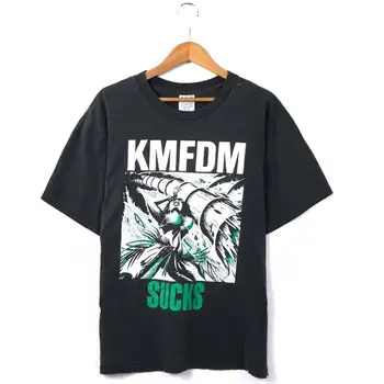 90'SS Kmfdm Band T-Shirt Размер Нотация Xl Реколта Черно Див Овес Тяло Голям 90'S