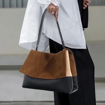 Matte телешка пратеник чанта за жените едно рамо Crossbody пътуване чанта с контрастираща ретро кожа подмишниците чанта