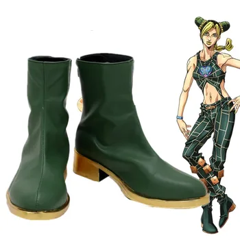 JoJo's Bizarre Adventure Jolyne Cujoh Cosplay обувки зелени кожени ботуши платформа обувки за мъже жени фантазия карнавал парти подпори