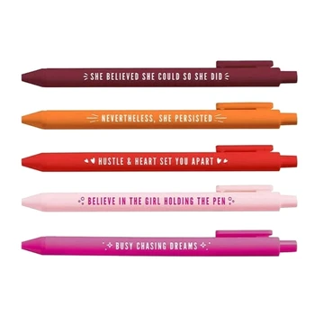 5Pcs прибираща се химикалка черна зареждаща се смешна писалка за писане Пишете гладко Офис консумативи за писане за жени