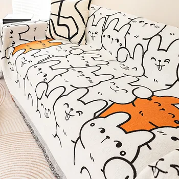 3D карикатура отпечатани диван корица, мека шенилна диван кърпа, диван капак, универсални анти-котка надраскване одеяла, 1, 2, 3, 4 местен