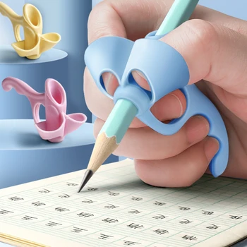 Нов 1бр Деца писане молив тиган притежателя деца обучение практика силиконови писалка помощ сцепление поза корекция устройство за ученици