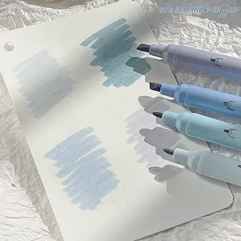 4бр Прекрасен графити Painr маркер градиент син цвят серия канцеларски маркер писалка DIY декоративни Scrapbook маркер